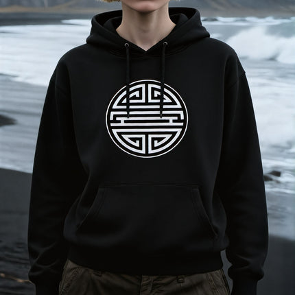 Chinese Shou Longevity Symbol Hoodie | Unisex Graphic Pullover V1