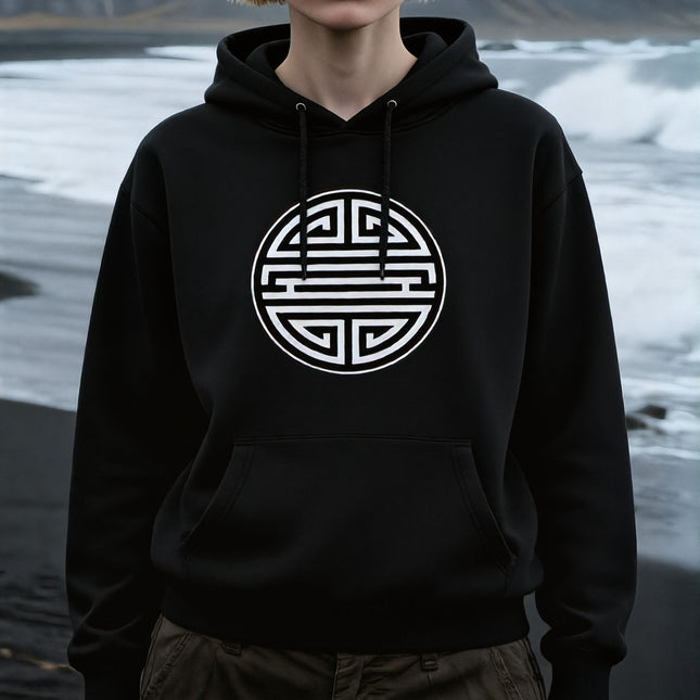 Chinese Shou Longevity Symbol Hoodie | Unisex Graphic Pullover V1
