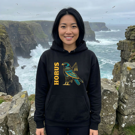 Horus Falcon Graphic Hoodie | Ancient Egyptian Mythology Unisex Pullover V3