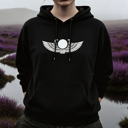 Egyptian Winged Sun Disk Hoodie | Unisex Graphic Pullover V1