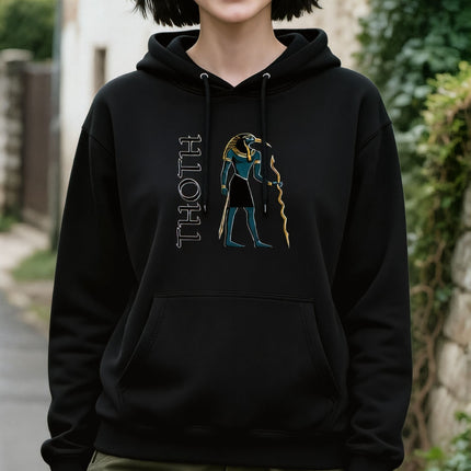 Thoth Graphic & Text Hoodie | Ancient Egyptian God Unisex Pullover | V3