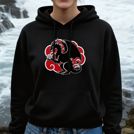 Dragon & Red Cloud Hoodie | Chinese Style Graphic Unisex Pullover V2