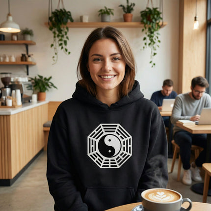 Bagua Yin Yang Hoodie | Taoist I Ching Graphic Pullover | Trigram Sweatshirt V1