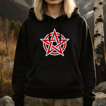 Pentagram Red Graphic Hoodie | Mystical Pentacle Unisex Pullover V2