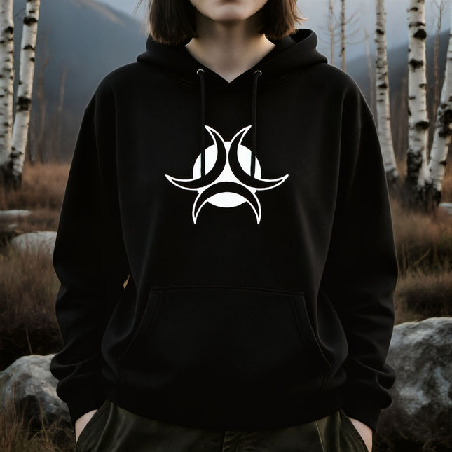 Celtic Triple Moon Hoodie - Gothic Witchy Pagan Graphic Pullover V3