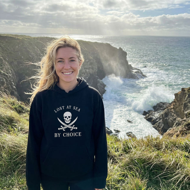 Lost At Sea By Choice Pirate Hoodie | Skull Swords Nautical Pullover V1