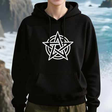 Pentagram Outline Hoodie | Pentacle Pagan Witchcraft Unisex Pullover V1