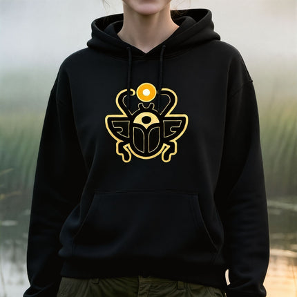 Khepri Hoodie | Egyptian Scarab Beetle Graphic Unisex Pullover V4