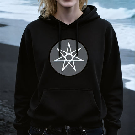 Sacred Geometry Heptagram Hoodie | 7-Pointed Star Graphic Pullover V2
