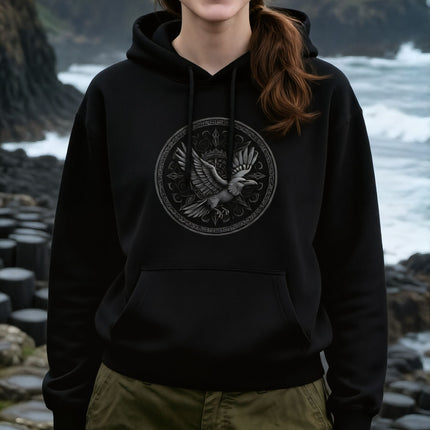Norse Flying Raven Hoodie | Viking Graphic Unisex Pullover V5