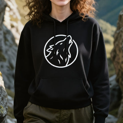 Howling Wolf Circle Graphic Hoodie | Graphic Unisex Pullover V1