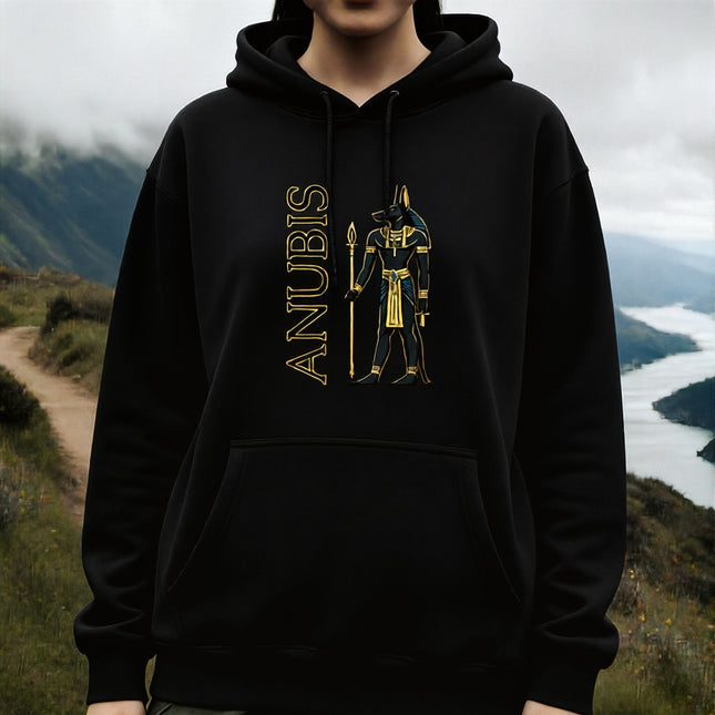 Anubis Egyptian God Hoodie | Ancient Egypt Text & Graphic Unisex Pullover V4