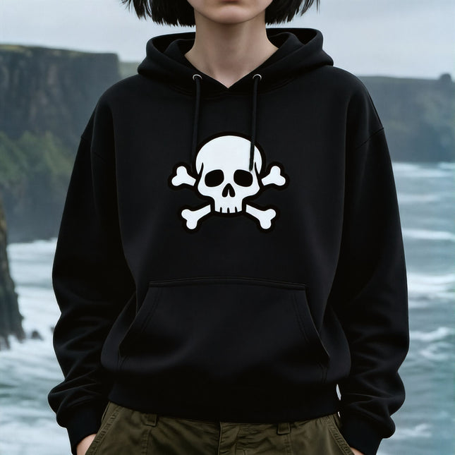 Skull & Crossbones Hoodie | Pirate Jolly Roger Graphic Unisex Pullover V1