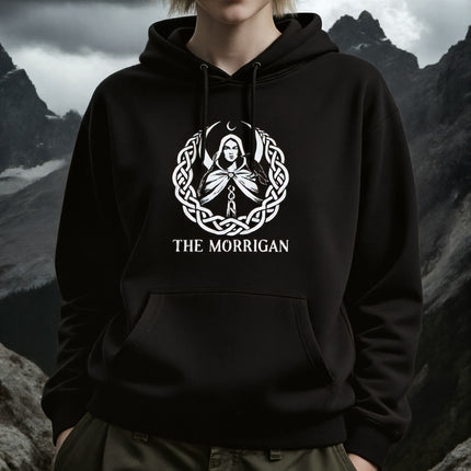 The Morrigan Celtic Knot Hoodie | Raven Goddess Moon Mythology Pullover V1