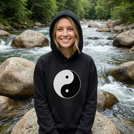 Yin Yang Zen Symbol Pullover Hoodie | Cosmic Balance Sweatshirt V1