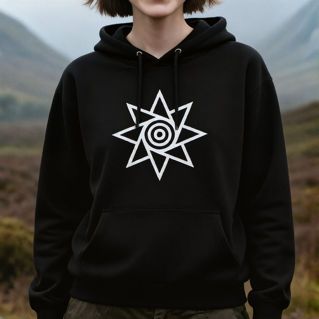 Native American Sun Symbol Hoodie | Octagram Solar Spiral Unisex Pullover V1