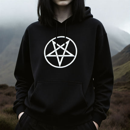 Inverted Pentagram Graphic Hoodie | Upside Down Pentacle Pullover V4