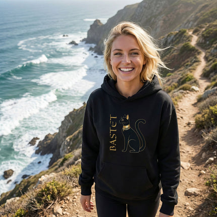 Bastet Cat Hoodie | Egyptian Goddess Graphic and Text Unisex Pullover V1