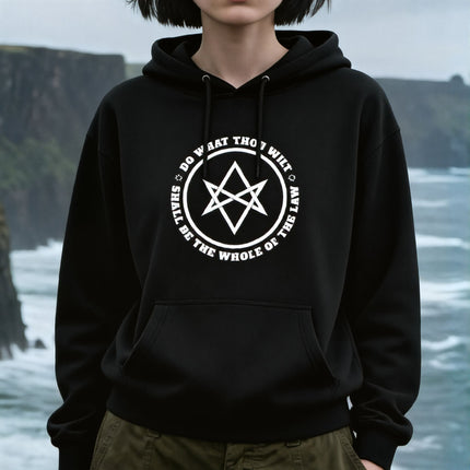 Thelema Unicursal Hexagram Hoodie | Do What Thou Wilt Crowley Unisex Pullover