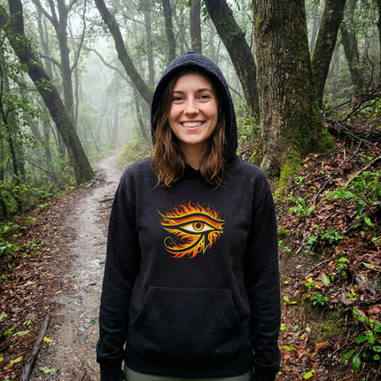 Eye of Ra Fiery Hoodie | Ancient Egyptian Sun God Symbol Unisex Pullover V3
