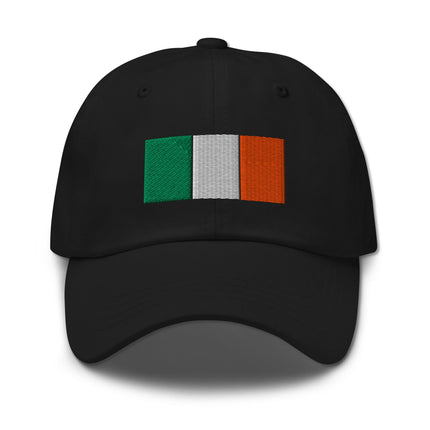 Embroidered Irish flag baseball cap featuring the tricolor design on a comfortable cotton dad hat.