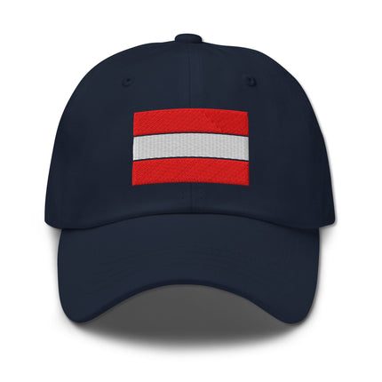 Red, white, and red Austrian flag baseball cap embroidery for national pride.