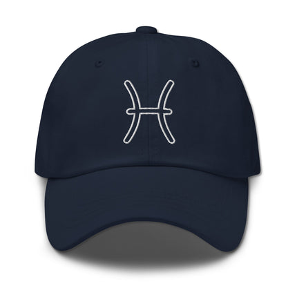Embroidered Pisces zodiac sign constellation outline baseball cap.