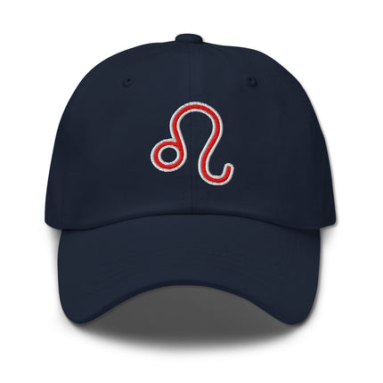 Embroidered Leo zodiac symbol dad hat for astrology fans and celestial lovers.