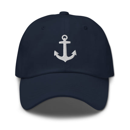 Embroidered anchor baseball cap with nautical marine symbolism graphic dad hat.