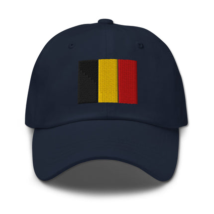 Belgian flag embroidered baseball cap in black, yellow, and red colors.