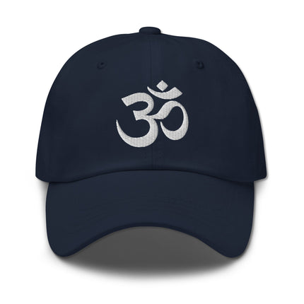 Embroidered Om symbol dad hat cap with Hindu Aum mindfulness design.