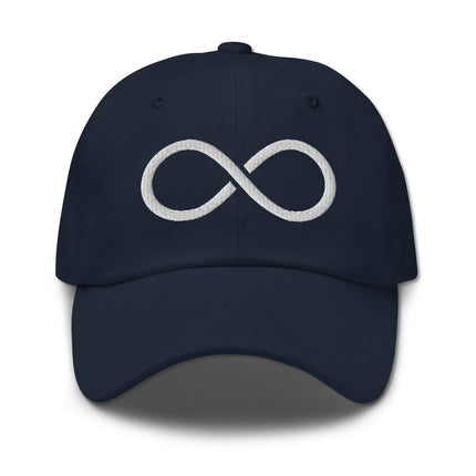 Infinity symbol baseball cap embroidered with forever love graphic design.