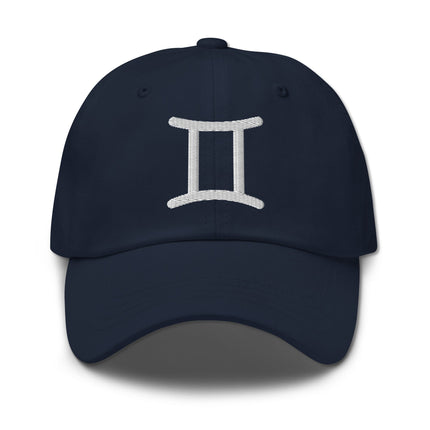 Embroidered Gemini Zodiac Symbol baseball cap dad hat for astrology lovers.