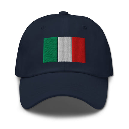 Embroidered Italian flag baseball cap in green, white, and red national colors.