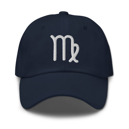 Embroidered Virgo zodiac symbol on a casual baseball cap for astrology lovers.
