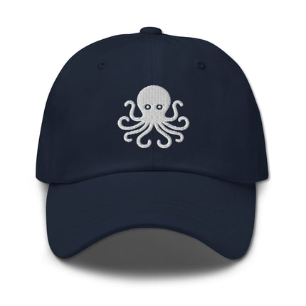 Nautical embroidered dad hat featuring a detailed octopus sea creature design.