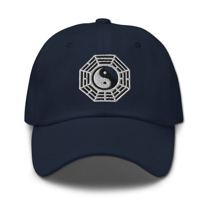Embroidered baseball cap featuring Bagua, Yin Yang, and eight trigram symbols.