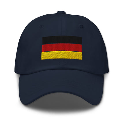 Black red gold embroidered German national flag baseball cap for fans.