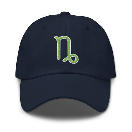 Embroidered green Capricorn zodiac symbol hat. Astrology baseball cap for men and women.