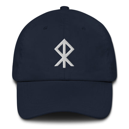 Norse rune embroidery hat featuring Viking Elder Futhark symbols and Courage Bind design.