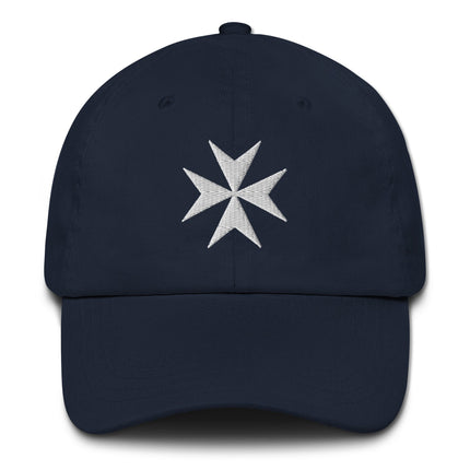 Maltese Cross embroidered baseball cap featuring the Knights Hospitaller symbol design.