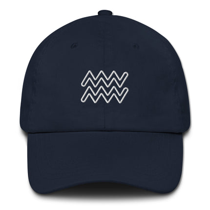 Embroidered Aquarius zodiac sign baseball cap for astrology enthusiasts.