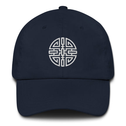 Embroidered Chinese Cai wealth symbol hat featuring good fortune design on a baseball cap.