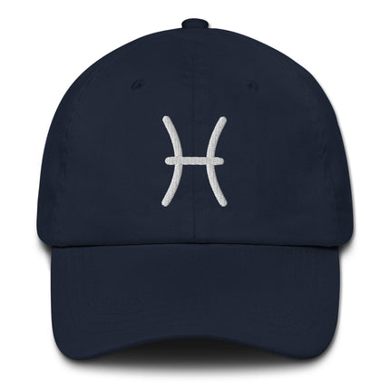 Embroidered Pisces zodiac dad hat baseball cap with astrology symbol.