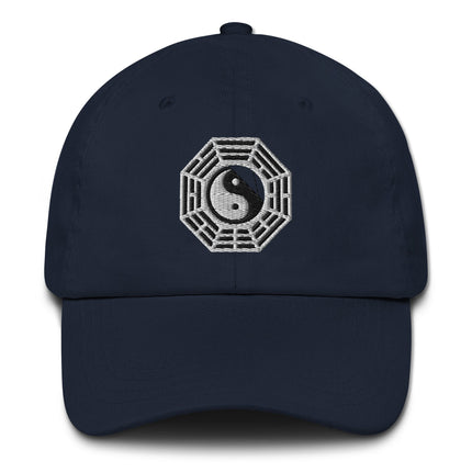 Embroidered cap with Bagua, Yin Yang, and Eight Trigrams symbols.