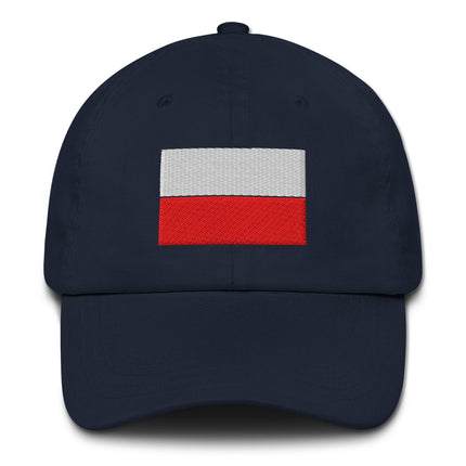 Polish flag embroidery on a casual dad baseball cap for showing national pride.