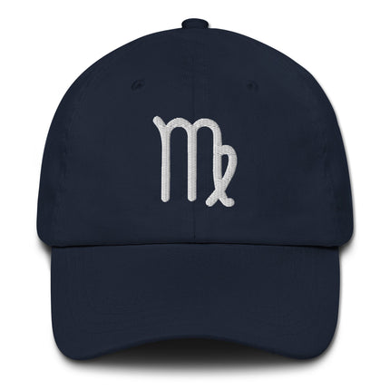 Embroidered Virgo zodiac symbol baseball cap dad hat for astrology lovers.