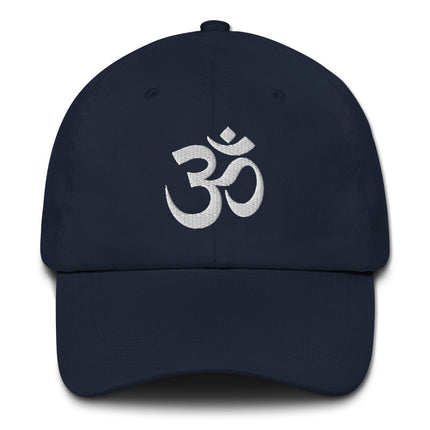 Embroidered Om symbol dad hat featuring the sacred Hindu Aum sign for mindfulness.