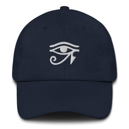 Eye of Ra embroidered baseball cap featuring an Egyptian protection symbol design.