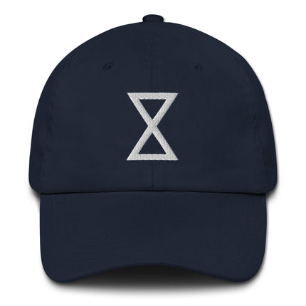 Kapemni Symbol embroidered unstructured cotton dad hat with an hourglass fit.
